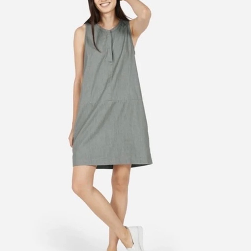 Everlane The Sleeveless Grey Denim Dress